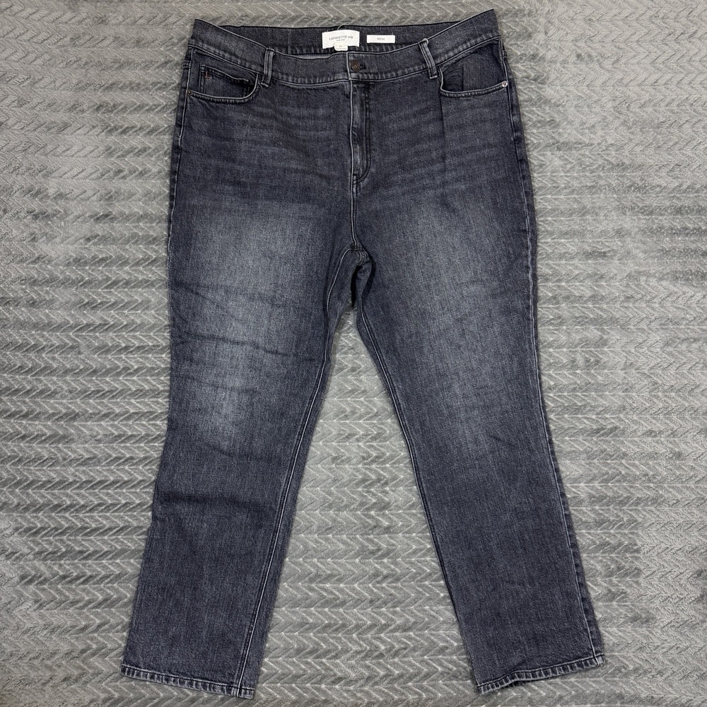Lafayette 148 Jeans Women Tag 34/Fits 40x28 Reeve Dark Grey Faded Stretch